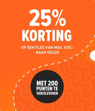 Wissel jouw gespaarde punten in voor 25% korting op een fles naar keuze.